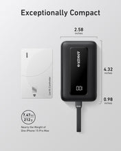 Load image into Gallery viewer, Anker Zolo Power Bank (10K, 30W) with a 5.4-inch (13.7 cm) built-in USB-C cable.
