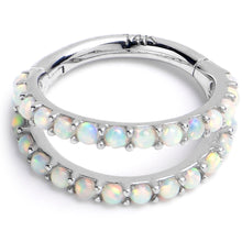 Load image into Gallery viewer, 16G 5/16 Solid 14K White Gold Synthetic Opal Hinged Segment Ring