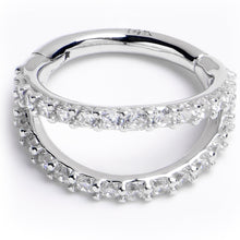 Load image into Gallery viewer, 16G 5/16 Solid 14K White Gold Clear CZ Gem Hinged Segment Ring