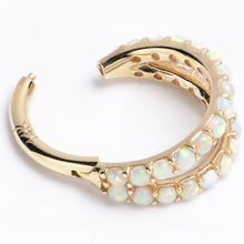Load image into Gallery viewer, 16G 5/16 Solid 14K Yellow Gold Synthetic Opal Hinged Segment Ring