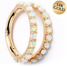 Load image into Gallery viewer, 16G 5/16 Solid 14K Yellow Gold Synthetic Opal Hinged Segment Ring