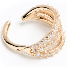 Load image into Gallery viewer, 16G 5/16 Solid 14K Yellow Gold Clear CZ Gem Row Hinged Segment Ring