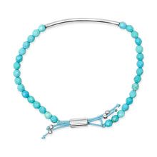 Load image into Gallery viewer, Sterling Silver Turquoise Beads Station Bracelet with Bolo Clasp