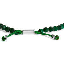 Load image into Gallery viewer, Sterling Silver Malachite Bead Station Bracelet with Bolo Clasp