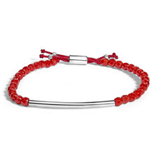Load image into Gallery viewer, Sterling Silver Red Jasper Bead Station Bracelet with Bolo Clasp