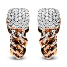 Load image into Gallery viewer, 18K Rose Gold 3/4 Cttw Round Diamond Pave Cuban Chain Huggie Earrings (G-H Color, SI1-SI2 Clarity)