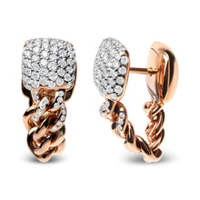 Load image into Gallery viewer, 18K Rose Gold 3/4 Cttw Round Diamond Pave Cuban Chain Huggie Earrings (G-H Color, SI1-SI2 Clarity)