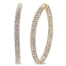 Load image into Gallery viewer, 18K Rose Gold 6.90 Cttw Pave Set Diamond Inside Out Eternity Hoop Earrings (F-G Color, VS1-VS2 Clarity)