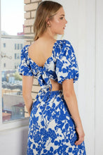 Load image into Gallery viewer, New Summer Cutout Back Floral Sweetheart Neck Puff Sleeve Dress – Unique, Romantic and Trendy Floral Dress with Puff Sleeves and Cutout Back