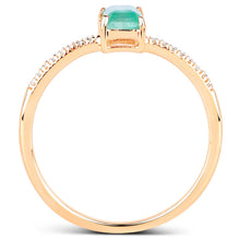 Load image into Gallery viewer, 0.59 Carat Genuine Zambian Emerald and White Diamond 14K Yellow Gold Ring