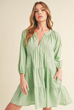 Load image into Gallery viewer, Notched Balloon Sleeve Tiered Mini Summer Dress For Women, A Chic & Trendy Statement and Comfortable Piece