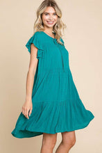 Load image into Gallery viewer, Ruffle Cap Sleeve Tiered Dress For Women – Ruffle Cap Sleeve Dress, Tiered Ruffle Dress, Feminine Tiered Dress, Stylish Cap Sleeve Dress, Playful Tiered Dress, Trendy Tiered Dress
