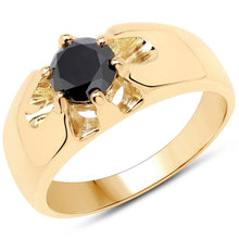 Load image into Gallery viewer, 14K Yellow Gold Plated 1.00 Carat Genuine Black Diamond .925 Sterling Silver Ring