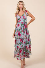 Load image into Gallery viewer, Layered Floral Sweetheart Neck Maxi Dress – Elegant and Romantic Floral Maxi Dress with Feminine Sweetheart Neckline