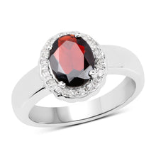 Load image into Gallery viewer, 2.58 Carat Genuine Garnet and White Topaz .925 Sterling Silver Ring