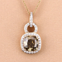 Load image into Gallery viewer, IGI Certified 2.50 Carat Genuine Brown Diamond Center and 0.31cttw White Diamond 18K Yellow Gold Pendant (2.81cttw)