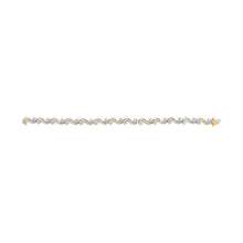 Load image into Gallery viewer, 10k Yellow Gold 3.00 Cttw Round-Cut and Baguette-Cut Floral Link 7.25" Bracelet (I-J Color, I1-I2 Clarity)