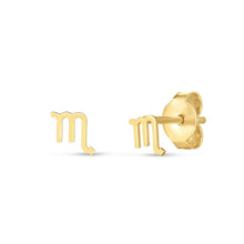 Load image into Gallery viewer, 14k Yellow Gold Scorpio Stud Earrings