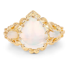 Load image into Gallery viewer, 14K Yellow Gold Plated 3.26 Carat Genuine Ethiopian Opal .925 Sterling Silver Ring
