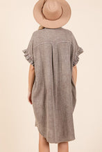 Load image into Gallery viewer, Mineral Wash Cotton Gauze Mini Shirt Dress For Women β Casual, Relaxed Fit with Charming Ruffle Sleeves and Practical Pockets