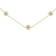 Load image into Gallery viewer, Yellow Color Plated Sterling Silver Diamond Station Necklace (1/2 cttw, K-L Color, I2-I3 Clarity)