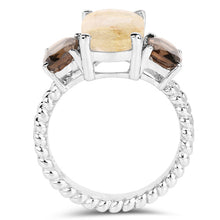 Load image into Gallery viewer, 5.75 Carat Genuine Golden Rutile & Smoky Quartz .925 Sterling Silver Ring