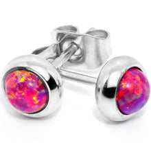 Load image into Gallery viewer, Red Synthetic Opal 316L Surgical Steel Stud Earrings
