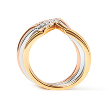 Load image into Gallery viewer, 14K Gold 1/4 Cttw Diamond Geometrical Chevron V Stackable Band Ring Set (G-H Color, SI1-SI2 Clarity) - Size 7