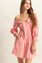 Load image into Gallery viewer, Button Down Spaghetti Strap Mini Dress with Pockets-Elegant, Chic Summer Dress with Feminine Spaghetti Straps, Functional Pockets, and Button Down Front for Effortless Style