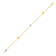 Load image into Gallery viewer, 14k Two Tone Gold Bracelet with Polished Cubes