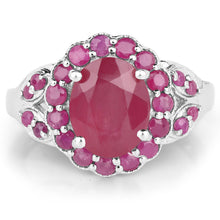 Load image into Gallery viewer, 4.43 Carat Glass Filled Ruby and Ruby .925 Sterling Silver Ring