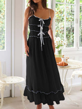 Load image into Gallery viewer, Vintage Ruffled Hem Midi Dress With Tied And Ruched Detail Elegant Feminine Girls Dress