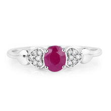 Load image into Gallery viewer, 0.36 Carat Genuine Ruby and White Diamond 14K White Gold Ring