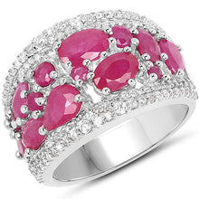 Load image into Gallery viewer, 3.89 Carat Genuine Ruby and White Zircon .925 Sterling Silver Ring