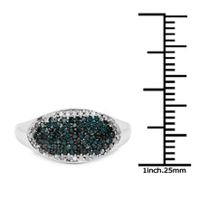 Load image into Gallery viewer, 0.45 Carat Genuine Blue Diamond and White Diamond .925 Sterling Silver Ring
