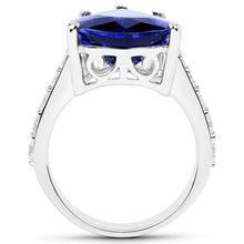 Load image into Gallery viewer, 11.40 Carat Genuine Tanzanite and White Diamond 18K White Gold Ring