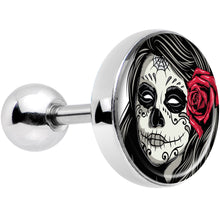 Load image into Gallery viewer, 16G 1/4 Katrina Sugar Skull with Rose Flower Tragus Cartilage Earring