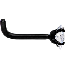 Load image into Gallery viewer, 18G 1/4 Clear Square 2.5mm CZ Gem Black IP L-Shape Nose Ring