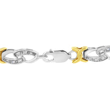 Load image into Gallery viewer, 10k Yellow Gold Plated Sterling Silver 1/4 cttw Diamond Infinity and X Link Bracelet (I-J Clarity, I2-I3 Color) - Size 7.25"