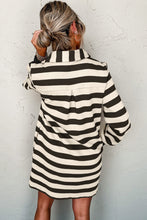 Load image into Gallery viewer, Classic Contrast Black Striped Collar Long Sleeve Mini Dress Stylish & Trendy Casual Dress for Women