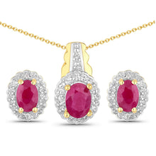 Load image into Gallery viewer, 1.94 Carat Genuine Johnson Ruby and White Topaz .925 Sterling Silver Jewelry Set