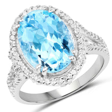 Load image into Gallery viewer, 8.15 Carat Genuine Blue Topaz and White Topaz .925 Sterling Silver Ring