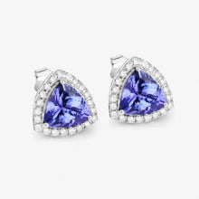 Load image into Gallery viewer, 3.82 Carat Genuine Tanzanite and White Diamond 14K White Gold Earrings