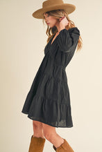 Load image into Gallery viewer, New Summer Notched Balloon Sleeve Tiered Mini Dress For Women – Trendy, Chic, and Playful with Stylish Detailing