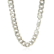 Load image into Gallery viewer, Rhodium Plated 9.5mm Sterling Silver Curb Style Chain