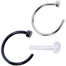 Load image into Gallery viewer, 20G 5/16 Pack Set of 3 Assorted Stainless Steel Nose Hoop Rings