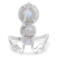 Load image into Gallery viewer, 2.79 Carat Genuine Labradorite And White Topaz .925 Sterling Silver Ring