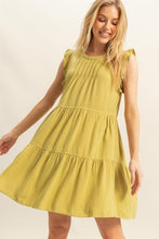 Load image into Gallery viewer, Round Neck Ruffle Sleeve Tiered Dress For Women – Feminine and Playful Tiered Dress with Ruffle Sleeves for Casual or Dressy Occasions