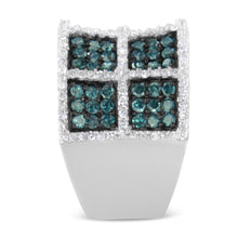 Load image into Gallery viewer, 14K White Gold White and Treated Blue Diamond Cocktail Ring (1 1/2 Cttw, H-I Color, I1-I2 Clarity) - Size 6