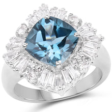 Load image into Gallery viewer, 5.19 Carat Genuine London Blue Topaz & White Topaz .925 Sterling Silver Ring